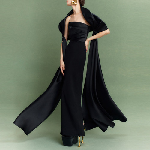 黑色高级质感长裙套装飘逸动感