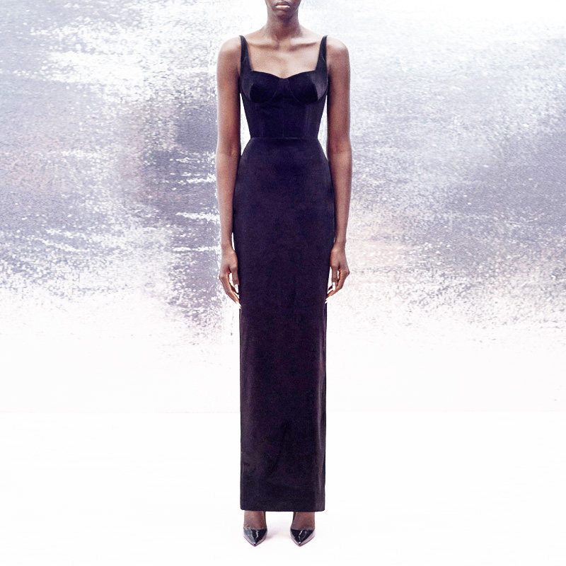 简单大方晚礼服丝绒长裙公司晚宴年会聚会修身连衣裙2026新款齐地