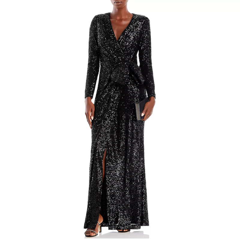 晚礼服黑色亮片显瘦长款时尚高端