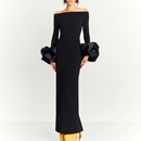 个性 宴会妈妈装 连衣裙 时尚 一字肩晚礼服长裙高级质感年会2025新款