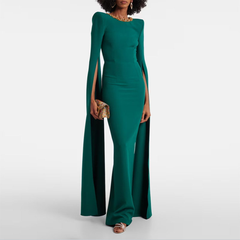 晚礼服重手工轻奢长袖长裙高级质感2025新款年会主持晚宴连衣裙秋