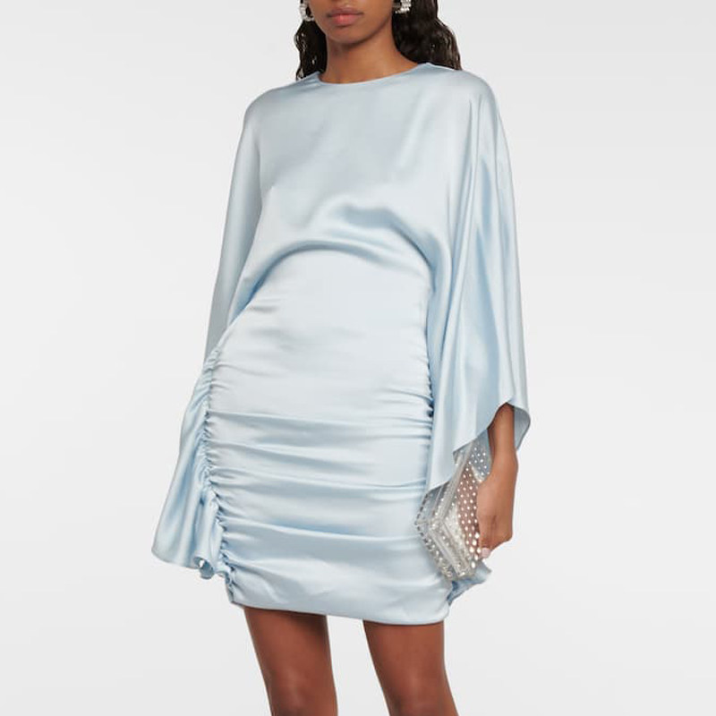 淡蓝色小礼服短裙女派对妈妈装个性小众气质2024新款高级感晚礼服