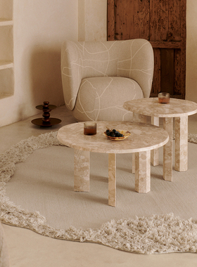 Ferm Living Norte中古不规则羊毛地毯艺术房间卧室床边毯