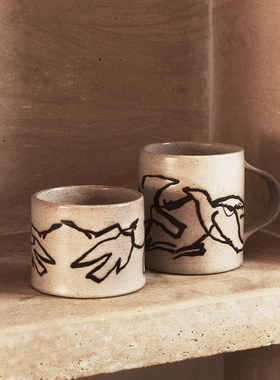 Ferm Living Vuelo Cup联名飞鸟陶瓷马克杯手握粗陶咖啡杯设计款