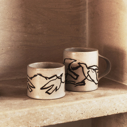 Ferm Living Vuelo Cup联名飞鸟陶瓷马克杯手握粗陶咖啡杯设计款