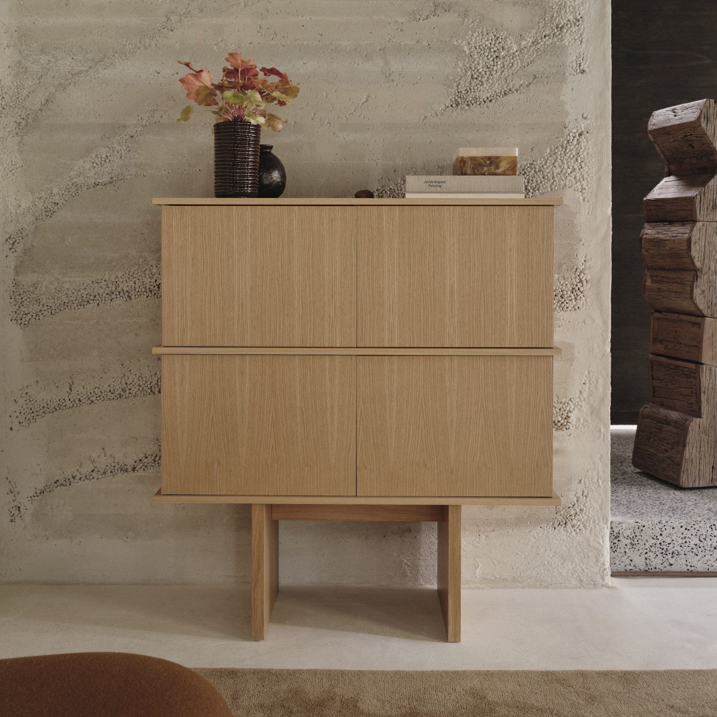 Ferm Living Stilt 餐边柜高脚玄关柜小户型原木风装饰柜子走廊