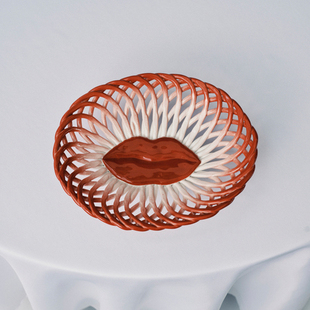 Serax LES红唇超现实陶瓷编织果盘面包篮水果零食盘家用桌面收纳