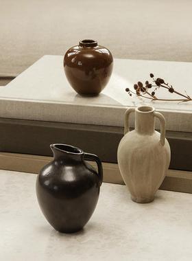 Ferm LIVING Ary Mini Vase系列粗釉陶单枝花瓶 装饰摆件北欧