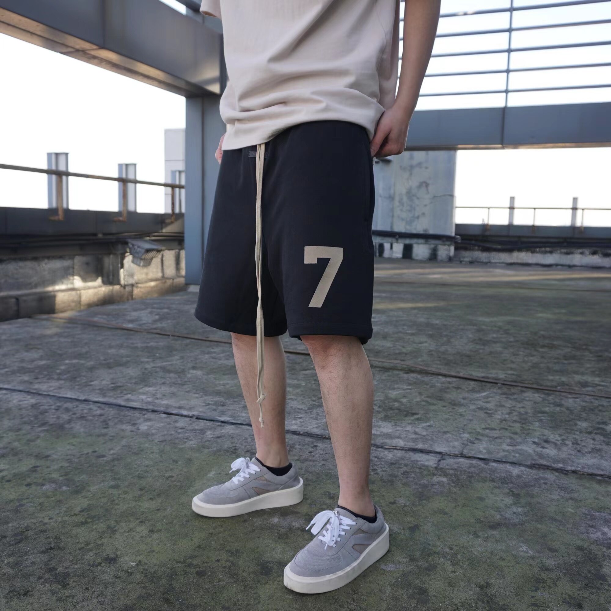 fog fear of god第七季主线数字7植绒五分裤高街夏季运动短裤男士