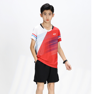 YONEX/新款羽毛球服儿童无袖队服yy网球运动套装速干短袖团队定制