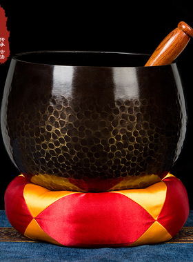 铜磬静心钵佛音转经碗引罄修行钵寺庙全铜法器碗垫子引磬引庆铜庆