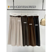 极简风保暖高腰宽松百搭休闲垂感长裤 A10加厚磨毛阔腿裤 女秋冬季