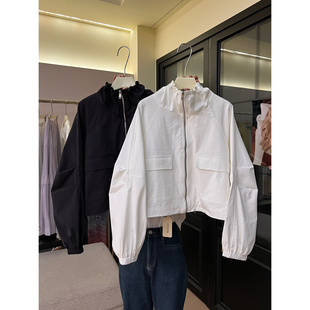 【CY*家】Q82韩系Polo领外套女秋季新款宽松百搭显瘦插肩长袖夹克