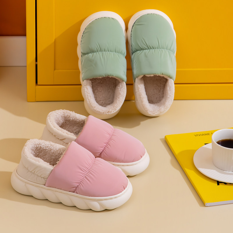 保暖厚底防滑包跟月子鞋女防水棉拖鞋女秋冬季可外穿加绒室内家居