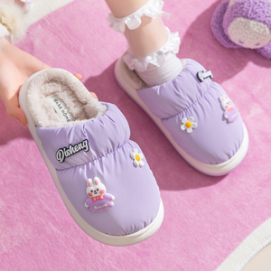 棉拖鞋女秋冬季厚底2023新款室内家居防滑踩屎感可爱保暖月子防水