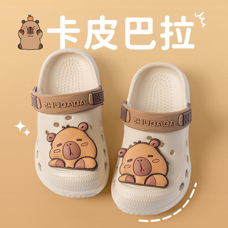 儿童洞洞鞋夏季男女童宝宝卡通软底拖鞋中童包头沙滩鞋凉拖鞋舒适