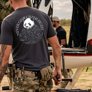 新品T恤户外短袖夏季半袖T恤健身硬汉俱乐部 熊猫战士 勇敢出击