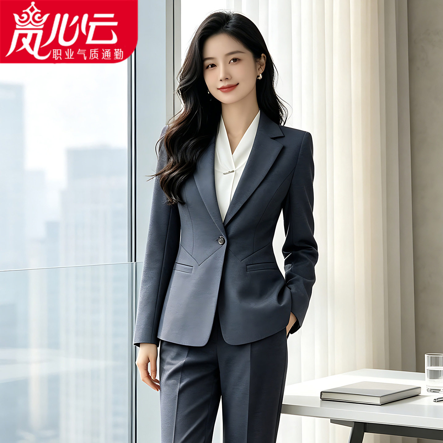 高级感灰色西装套装女工作服短款职业气质面试正装小个子春秋西服