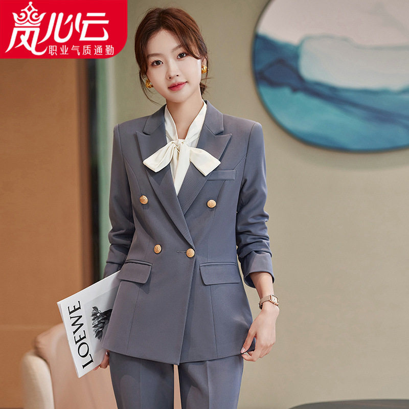 灰色西装套装女春秋2026新款职业装气质女神范正装休闲小西服外套