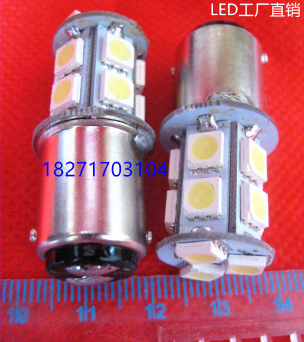 BA15D灯报警机床信号指示灯泡 B15灯LED13颗双触点灯DC AC24V绿色
