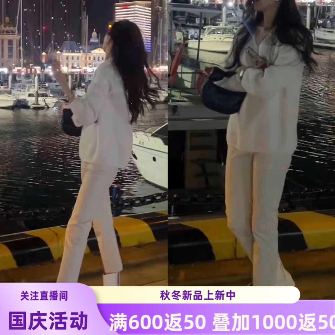 2025早秋新款进口抓皱弹力绵羊皮直筒裤九分通勤长裤真皮皮裤女