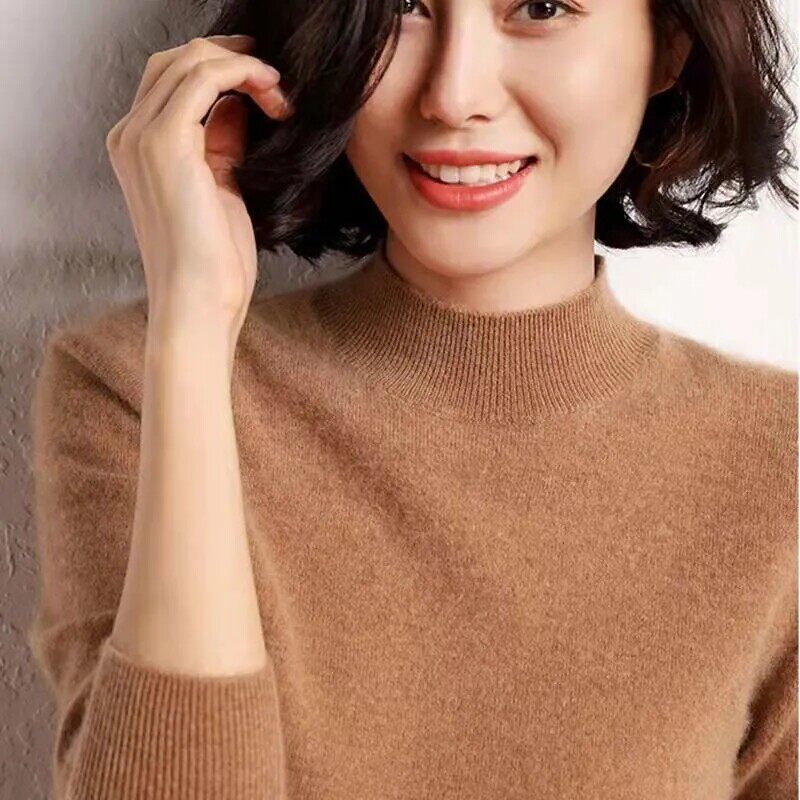 秋冬新款半高领洋气毛衫女宽松大码加厚毛衣秋冬长袖针织打底百搭