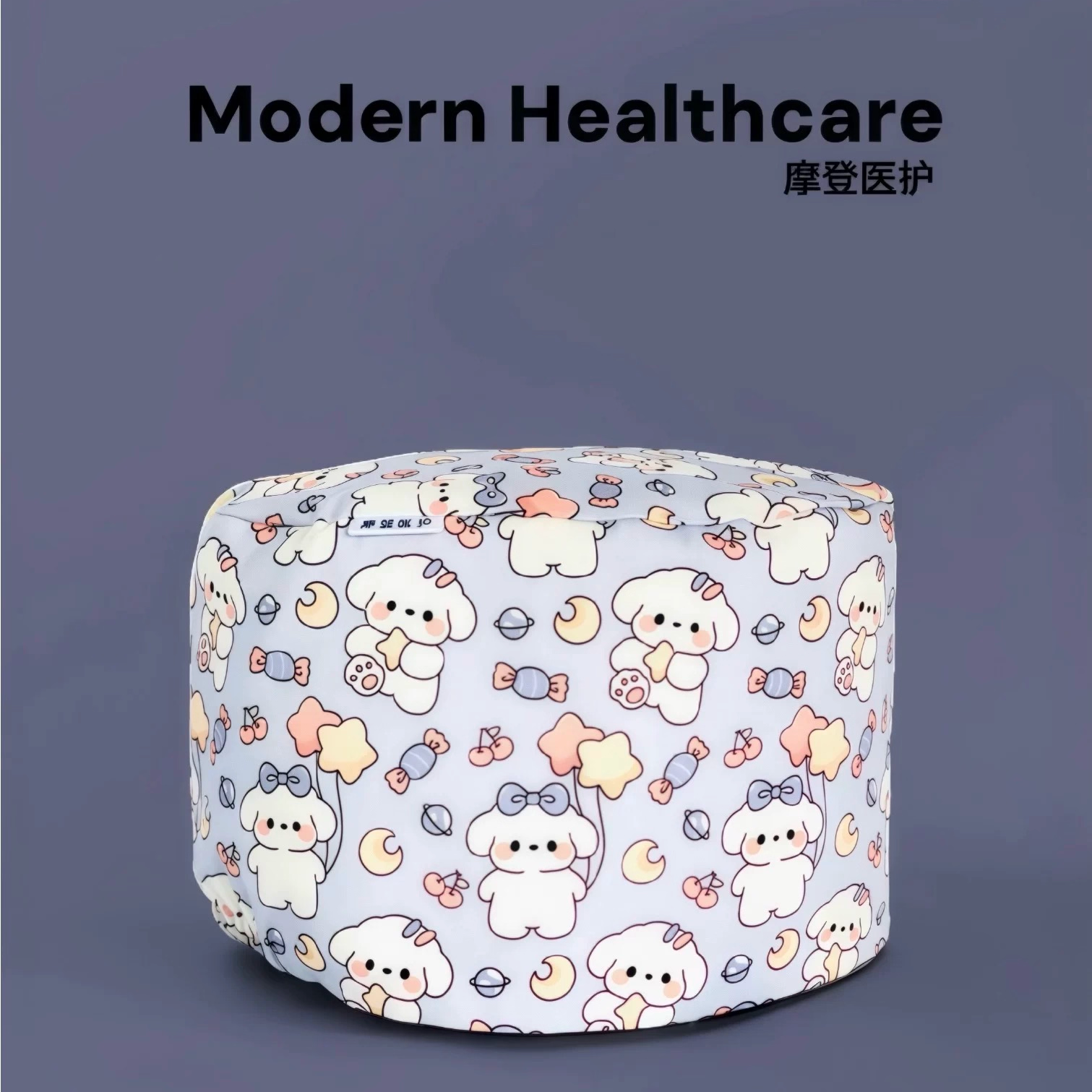 摩登医护手术室帽子女圆筒帽原创设计纯棉印花松紧款2025新品中厚