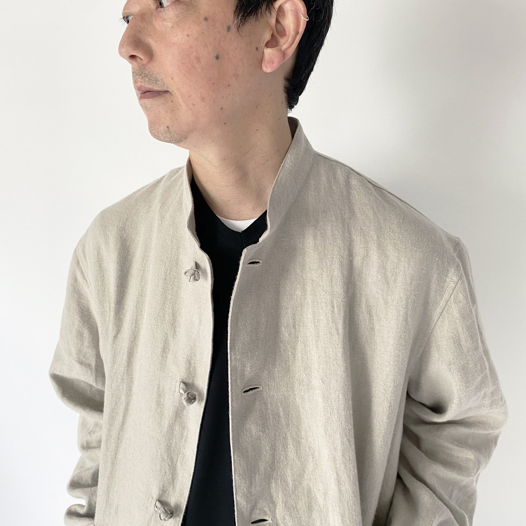 东方盘扣立领磨毛亚麻工作装行政夹克男外套重磅 STILL BY HAND