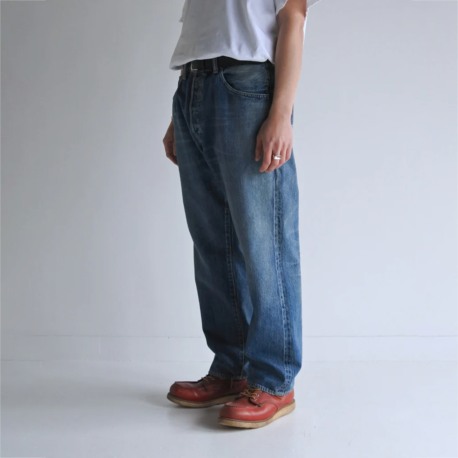 ANACHRONORM 手工旧化牛仔裤靛蓝绳染赤耳丹宁亚洲版型五年水洗款