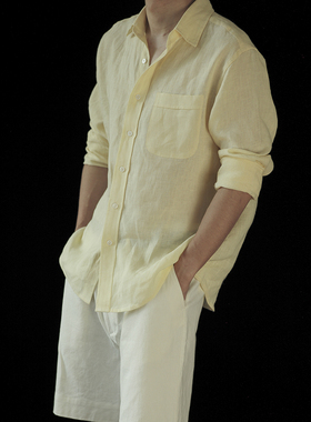 VALLEE 法式全亚麻面料宽松休闲长袖衬衫 三色入 VE088