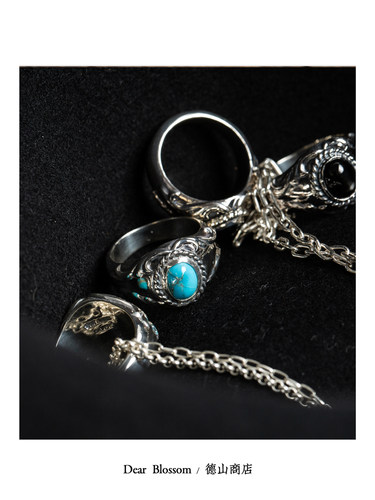 蔓藤唐草男女宝石戒指