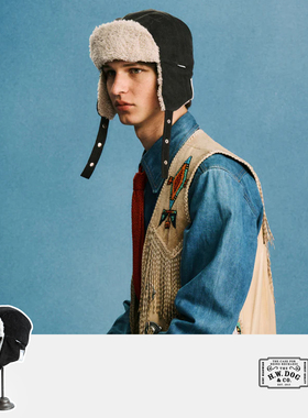 秋冬限定HWDOG灯芯绒飞行帽绒毛内衬护耳可卷 四片式气球帽型