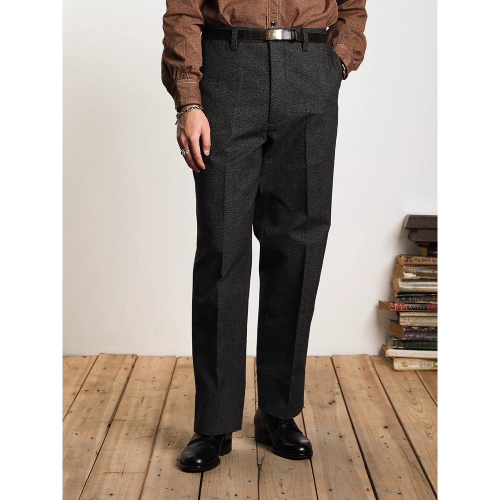 MILITORA826w美式复古高腰宽松直筒工装纯棉胡椒盐休闲阔腿长裤