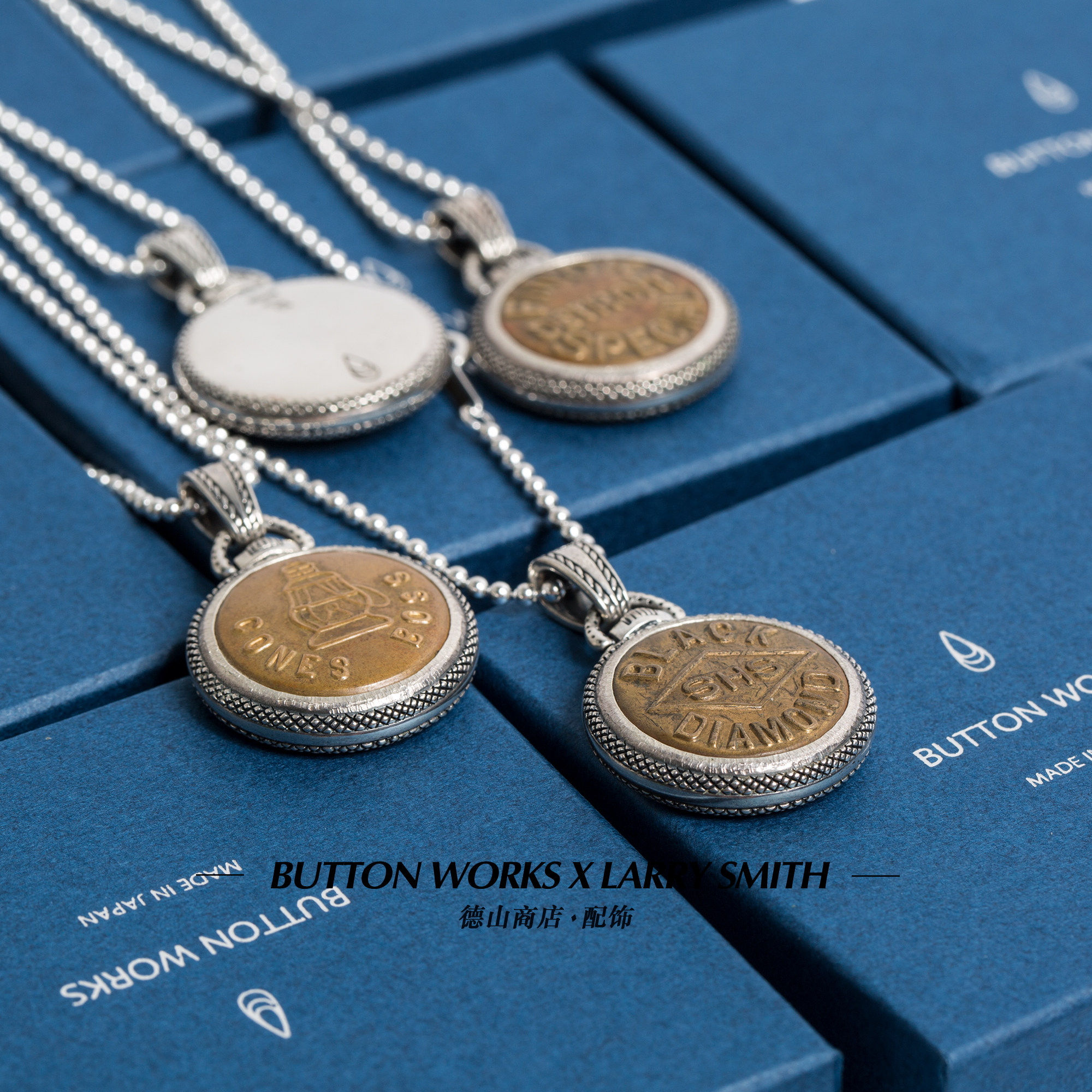 LARRY SMITH X BUTTON WORKS 联名限定 银质怀表形 Button 银项链