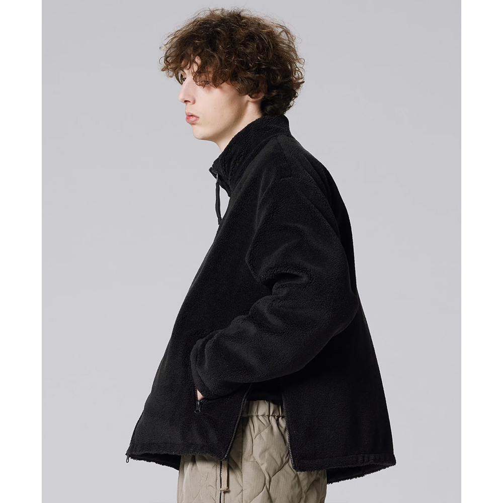 TAION保暖两面穿高领羽绒夹克军旅风摇粒绒外套