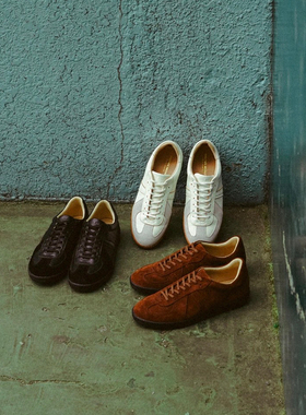 意大利银光绒面革德训鞋男女浅口圆头平底小白鞋 Brother Bridge