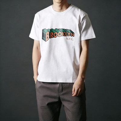 BARNS美式复古T恤 原创3D立体字母 裂纹印花 领口加固16支纱TEE