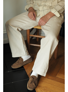 Vallee 法式休闲初秋重磅亚麻休闲长裤男 德山商店  VE078