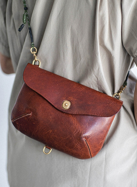 HK WORKSHOP 复古机能包horween头层牛皮骑行手作斜挎单肩walkbag