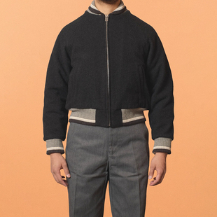 GandF美式武骨短款羊毛夹克 秋冬春三季防寒夹棉绗缝俱乐部夹克