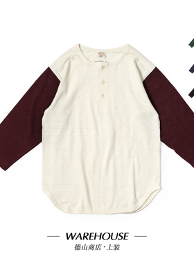 Warehouse 经典复古棒球衫男七分袖亨利领长袖T恤 德山商店 4058