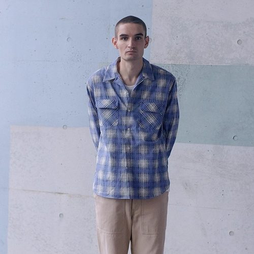 Phigvel Makers旧韵新品原创格纹印花衬衫男百搭棉府绸长袖衬衣