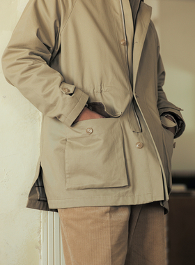 VALLEE 大件抽绳收腰宽松版型中长款风衣夹克 VE066