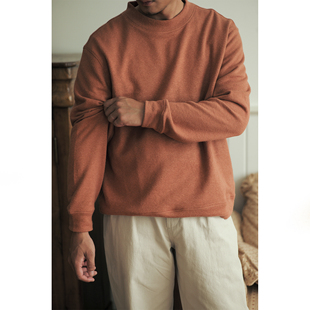 套头卫衣 型长袖 VE090 复古棉麻混纺圆领宽松版 VALLEE