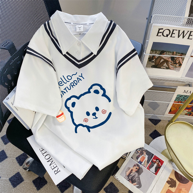 韩国东大门200斤大码别致假两件撞色短袖T恤女夏季宽松遮肉上衣潮