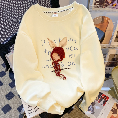 胖妹妹大码300斤刺绣卫衣女秋冬季新款宽松显瘦遮肉加绒加厚外套