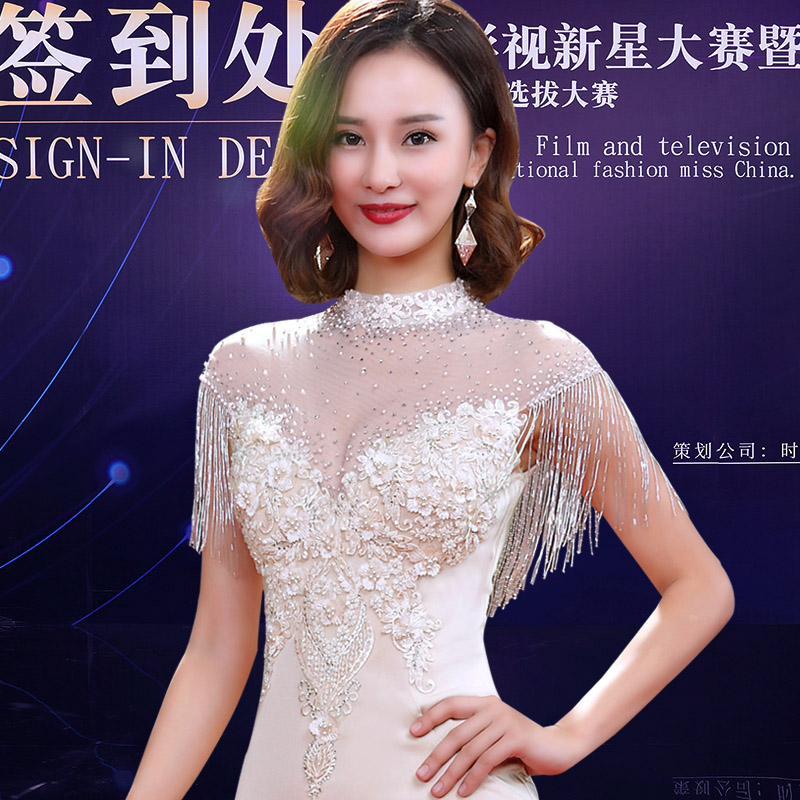 性感晚禮服裙女2018新款宴會高貴優雅香檳色魚尾主持人顯瘦長款夏