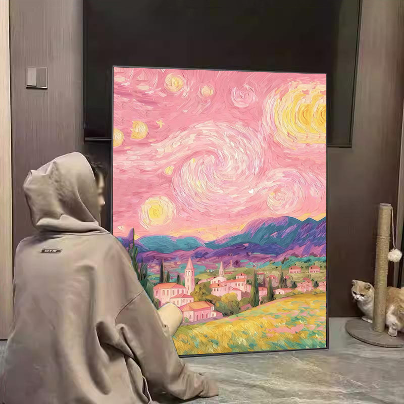 钻石画梦幻星空粉色卡通新款2025手工粘钻十字绣客厅卧室满钻风景,居家布艺,钻石绣,淘宝优惠券,粉丝福利购,淘宝优惠卷