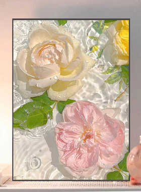2025新款钻石画水中月季花满钻客厅卧室小幅简约5d手工粘钻高颜值