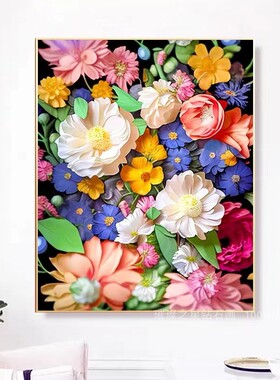 花团锦簇钻石画2025新款满钻花朵手工点粘钻十字绣高颜值客厅卧室